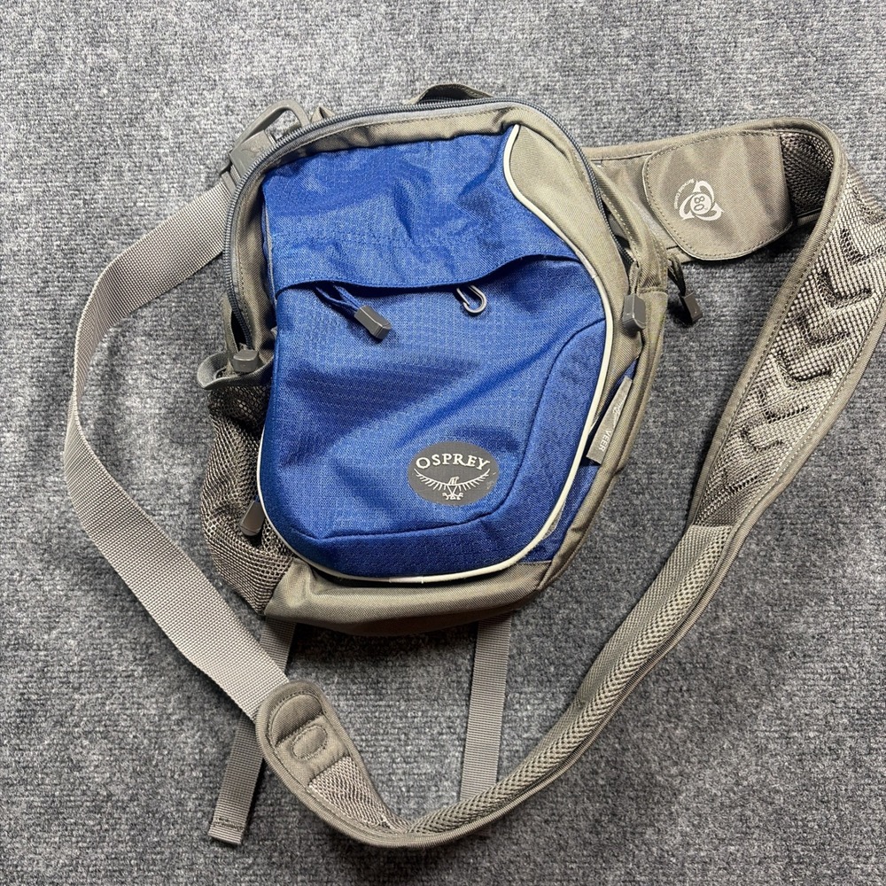Osprey Veer Vertical Shoulder Bag Backpack Sling Messenger Crossbody Blue & Gray